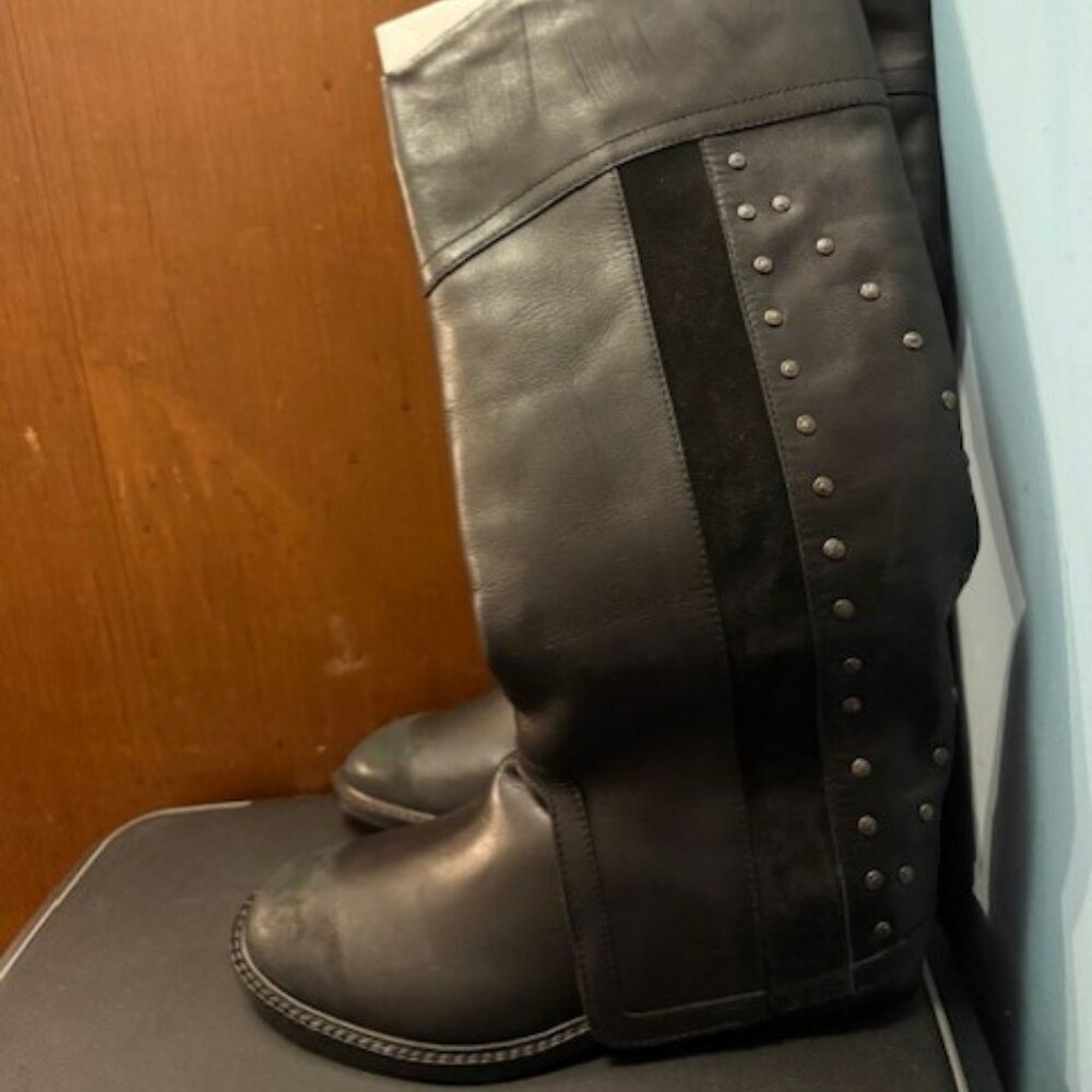 Retro Lola Studded Tall Leather Boots - NWB - Picture 8 of 16